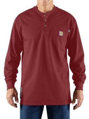 Carhartt Flame-Resistant Force Long Sleeve Cotton Henley T-Shirt Size 3XLT NWT